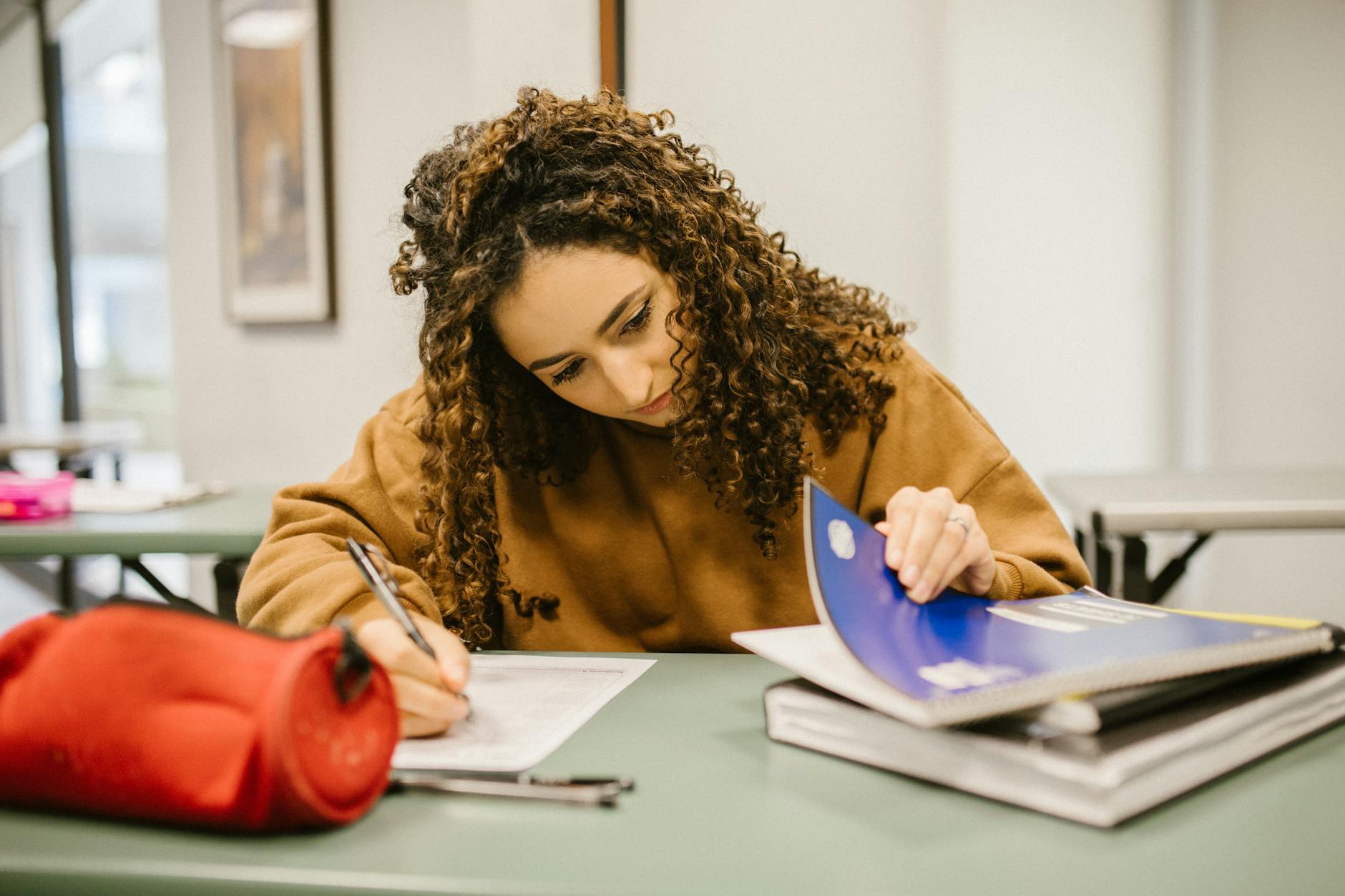 student cheating during an exam